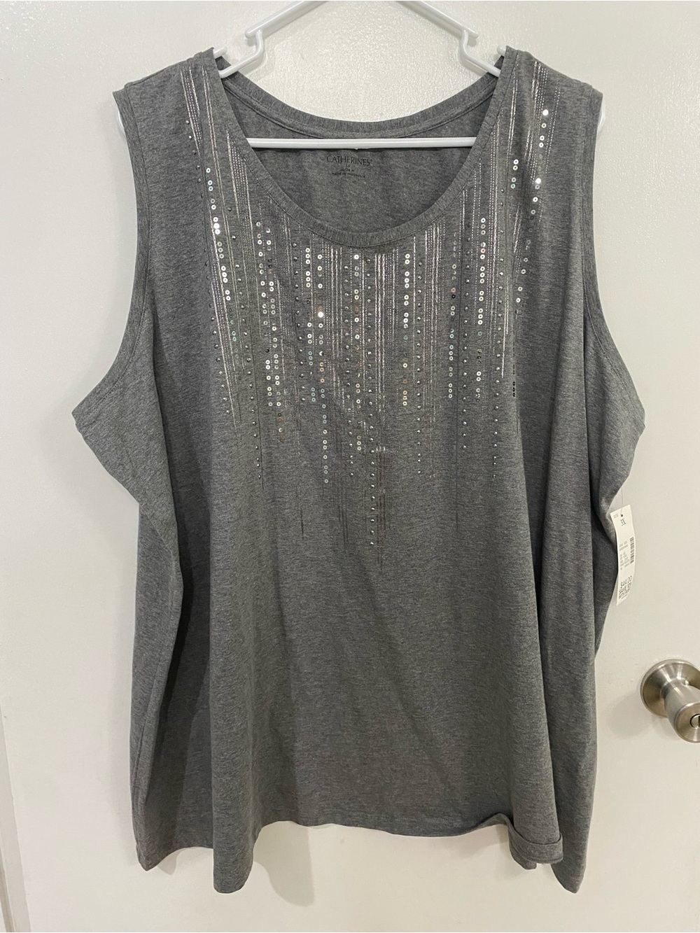 Catherines Gray Sequin Tank Top, size 3X, new!
